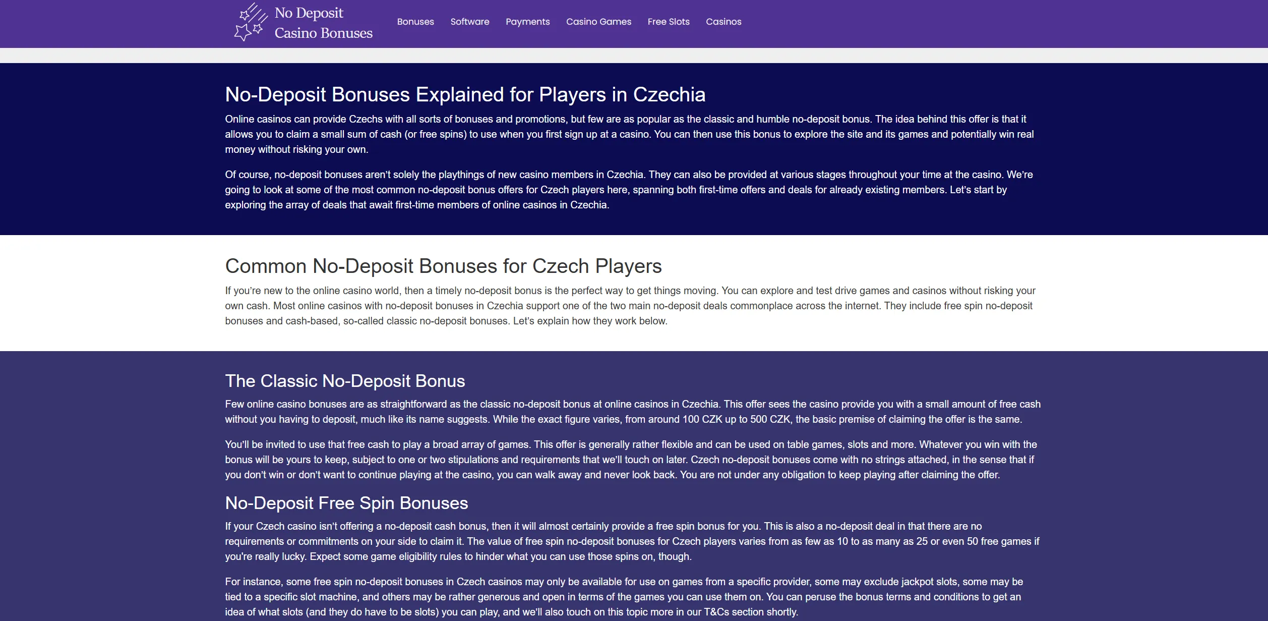 Screenshot of Nodepositcasinobonus.org - No Deposit Online Casinos in Czechia - No Deposit Casino Bonuses